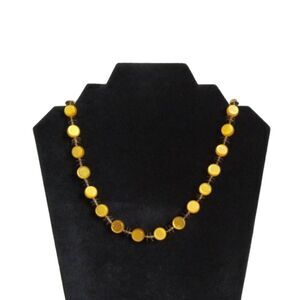 Vintage Yellow & Gold Plastic Beaded Alternating Sequins Lightweight Necklace
